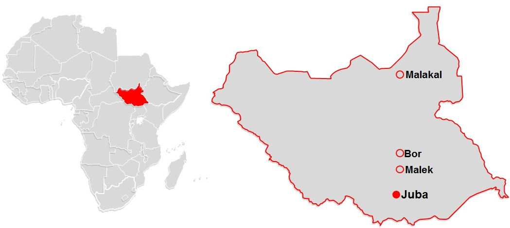 Kort over Sydsudan