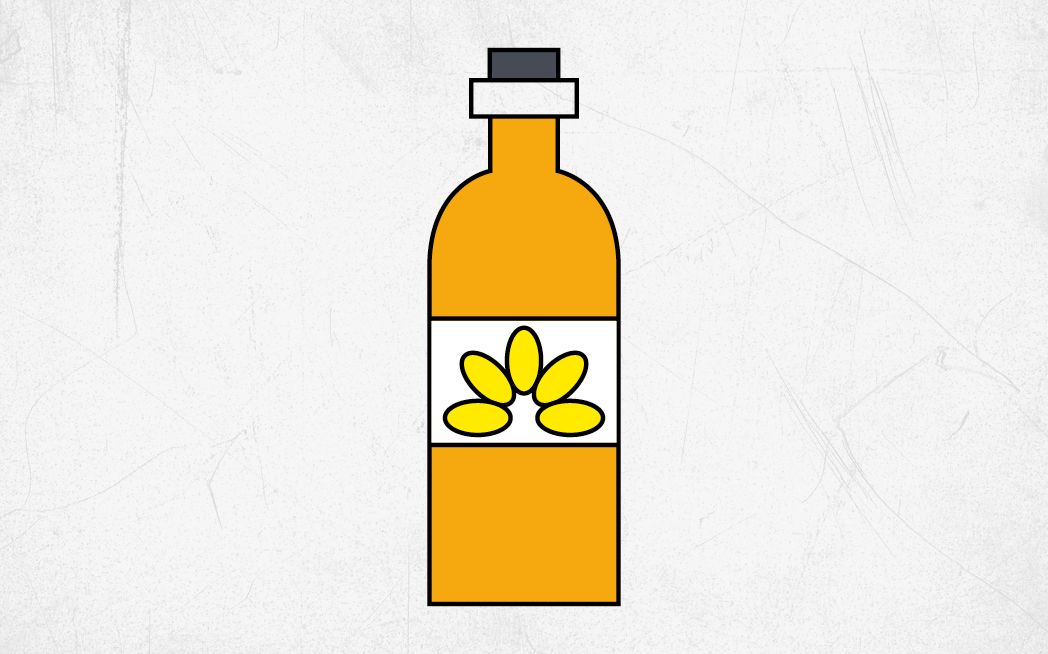 Illustration af en flaske vegetabilsk olie