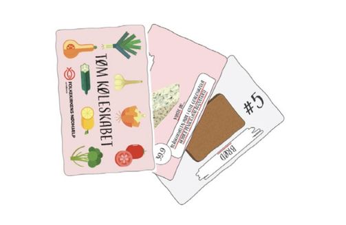 Spil kort mod madspild: Forsiden af tre forskellige sjove spillekort omkring madspild