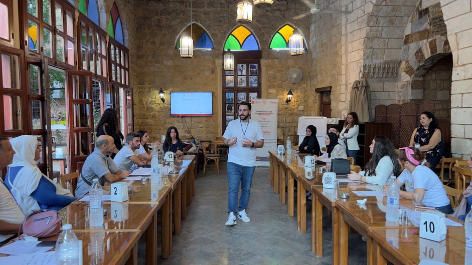 Committee in Saida having a community meeting in Old Saida Town in Lebanon